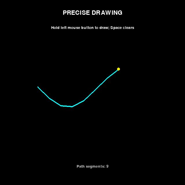 Cyan path follows the delivered pointer positions